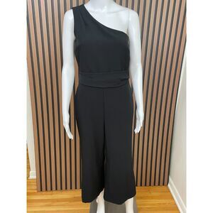 Banana Republic Women's Jumpsuit One-Piece Stretch One-Shoulder Belted 0 Black